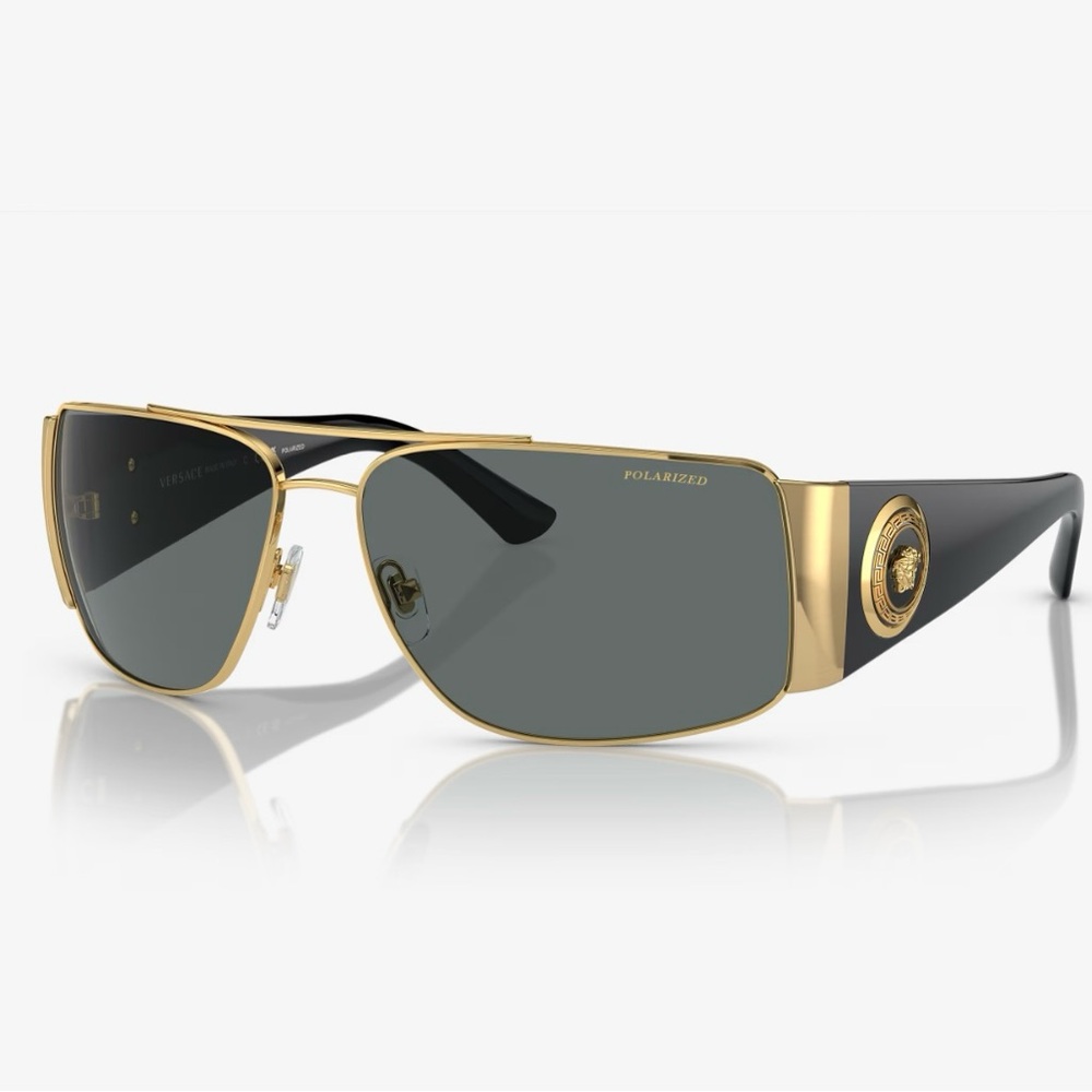 Versace Gold and Black Designer Sunglasses - New with original box
